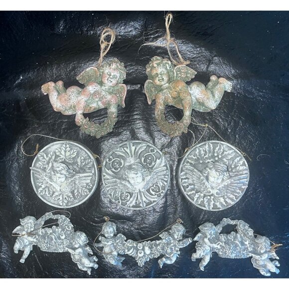 10 Vintage Angel & Cherub Christmas Ornaments Victorian Tree So Cute - Picture 5 of 7